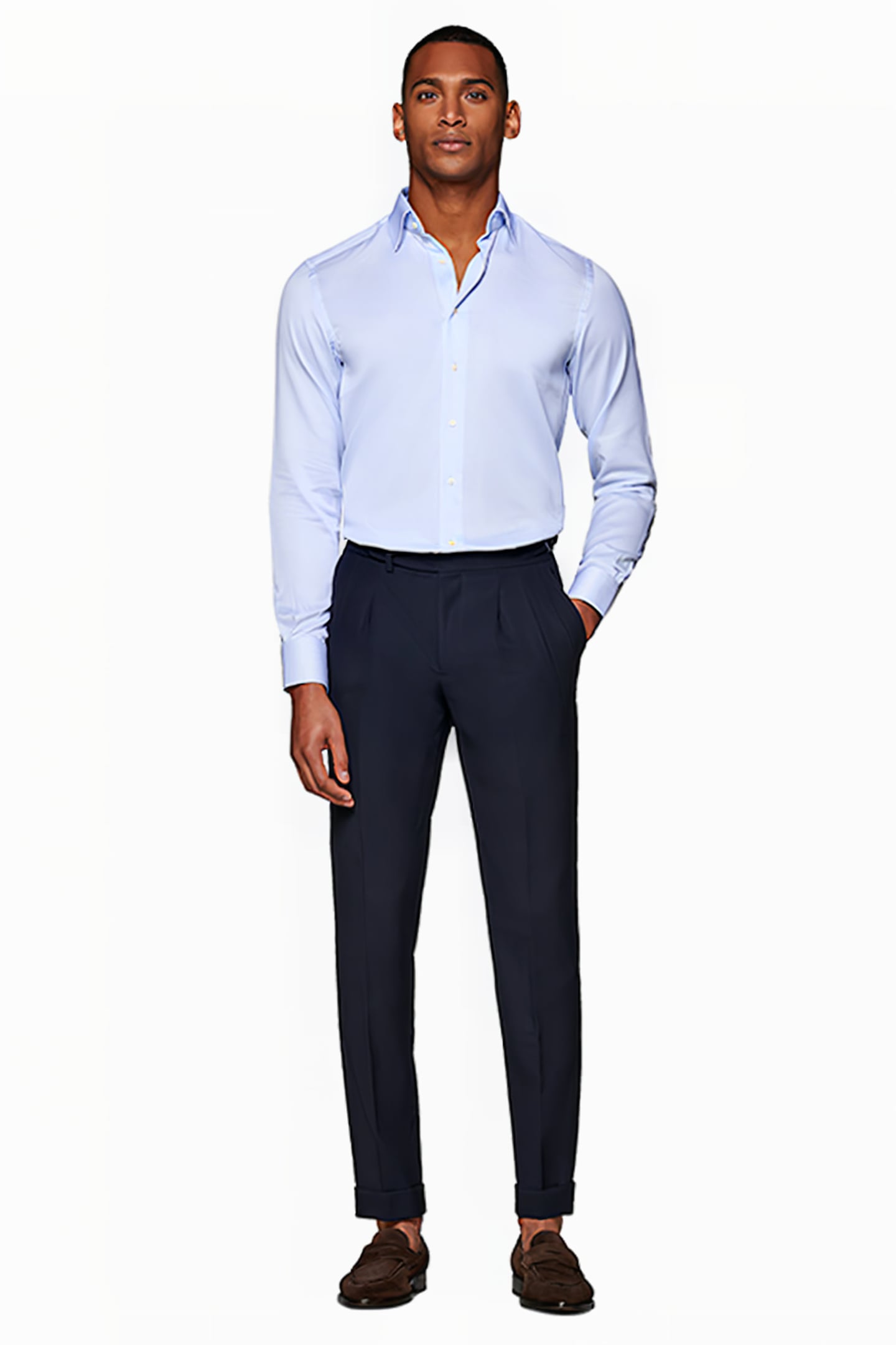Light Blue Checked Slim Fit Shirt 4