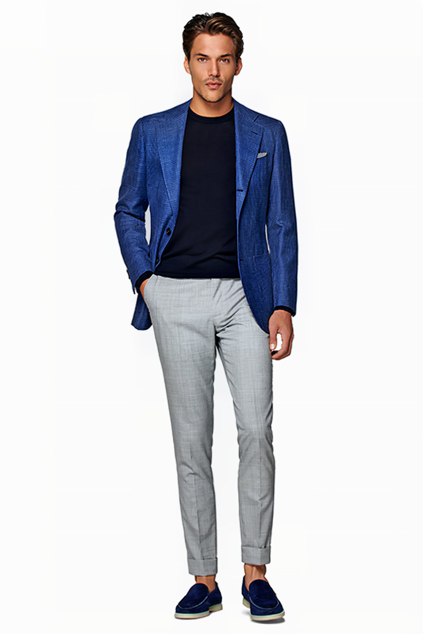 Mid Blue Houndstooth Havana Blazer 5