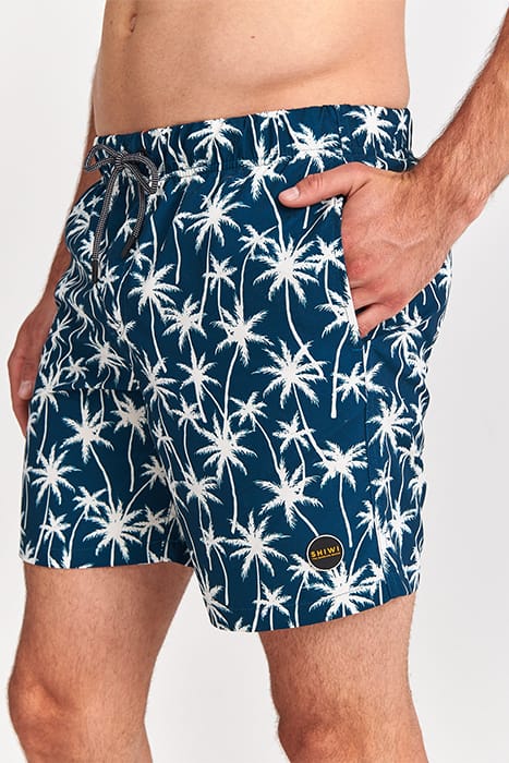 MEN SWIM SHORT VACATION PALMTREES MICRO PEACH BLUE POND 5