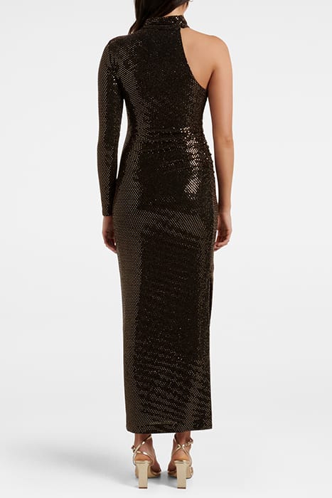 JENNA ONE SLEEVE METALLIC DRESS BLACK AND GOLD SPOT 2