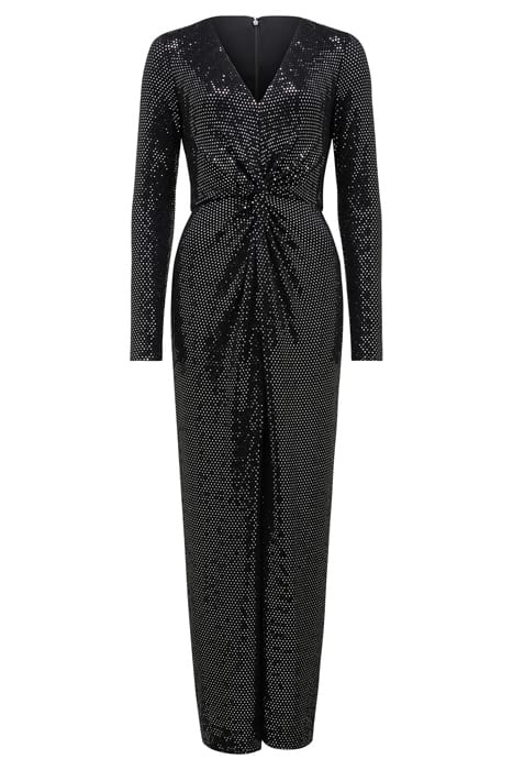 LARISSA METALLIC TWIST MIDI DRESS BLACK AND SILVER SPOT 5