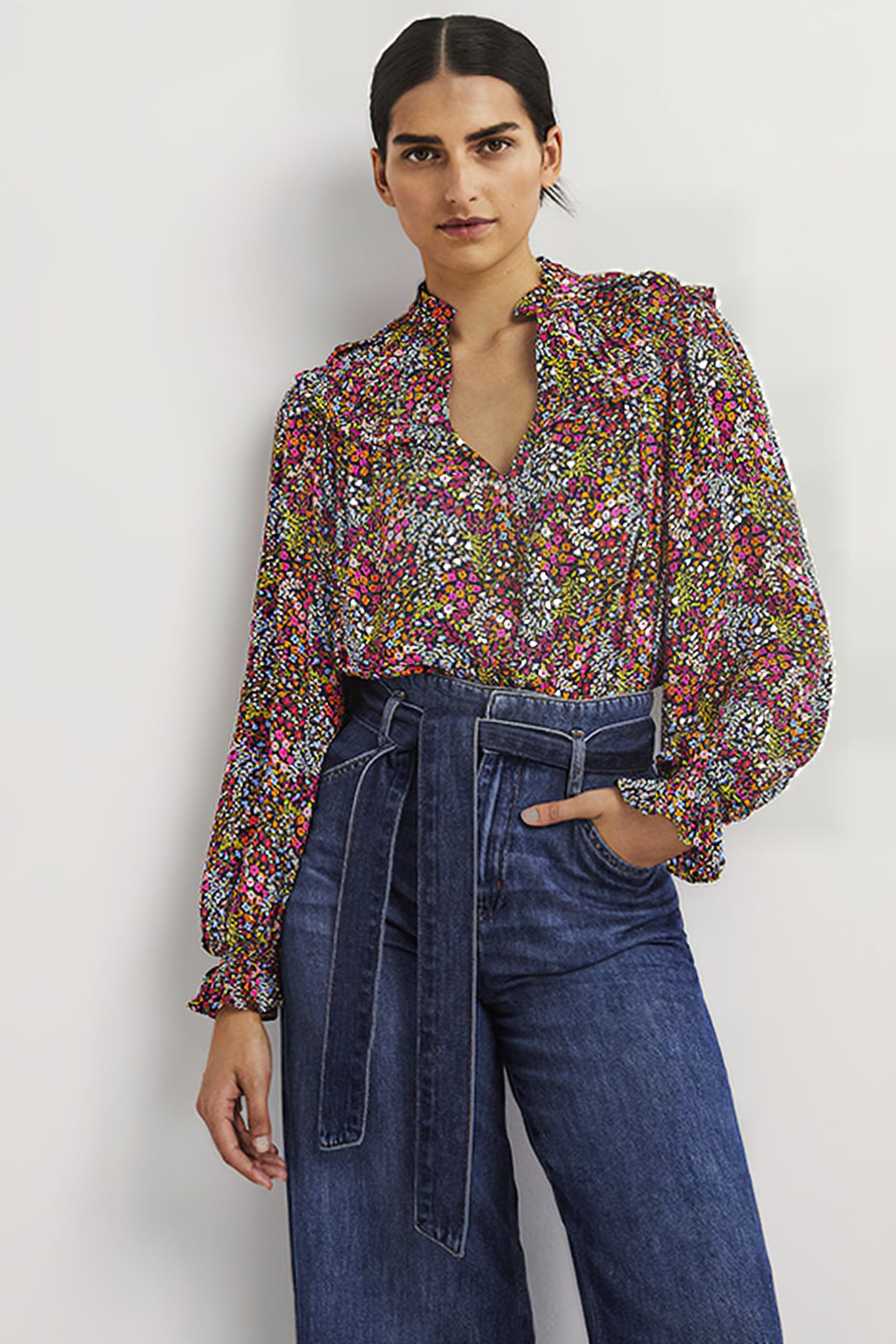 RUFFLE COLLAR STATEMENT TOP MLT 1