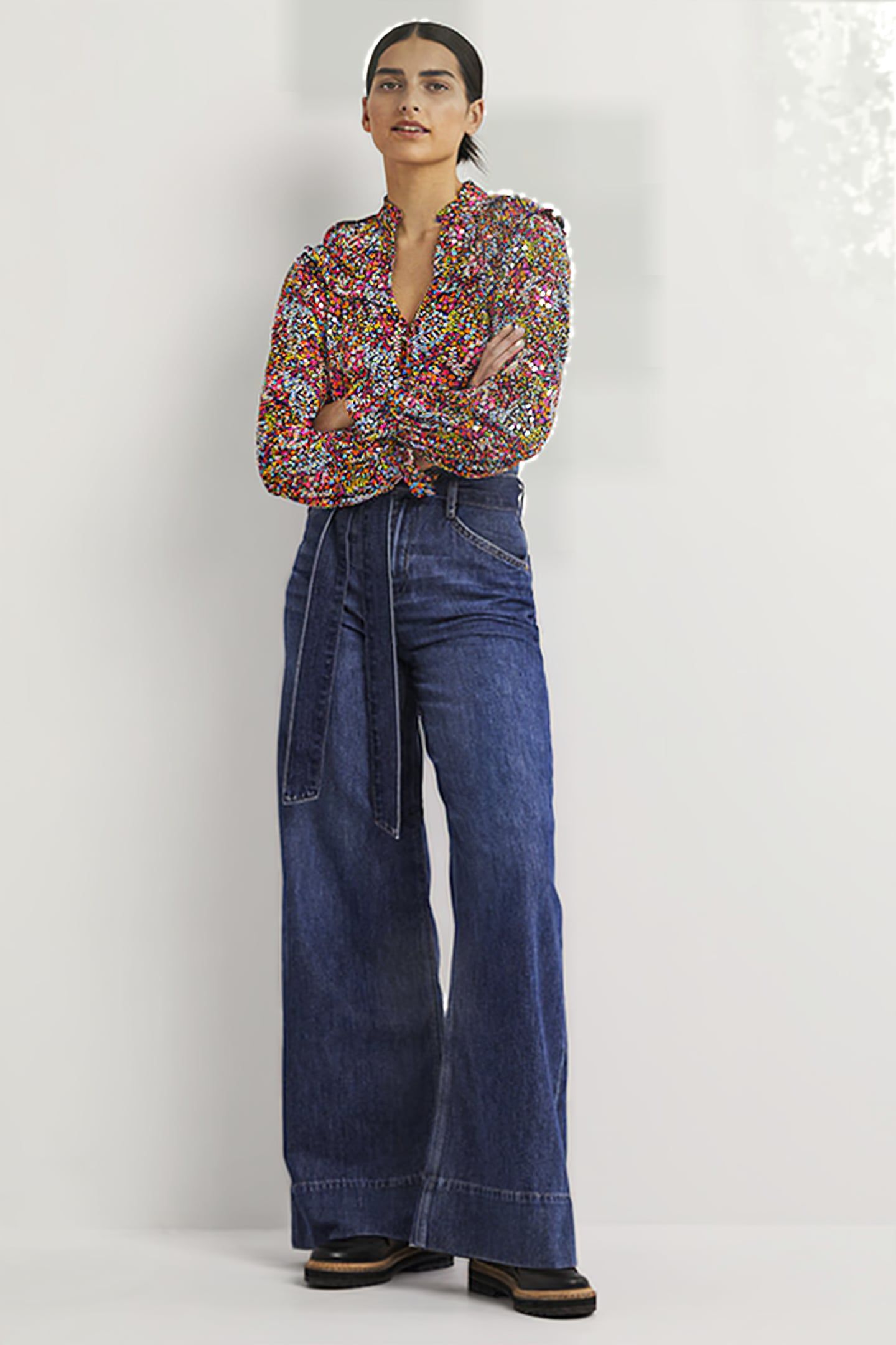 RUFFLE COLLAR STATEMENT TOP MLT 3