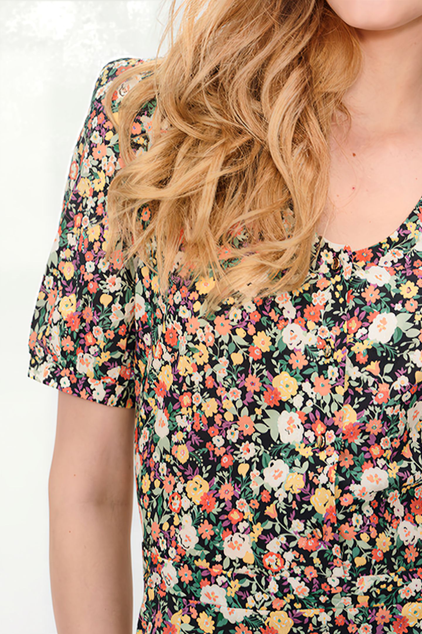 WATER PINK LONG DRESS + MULTICOLOURED FLORAL PRINT 6