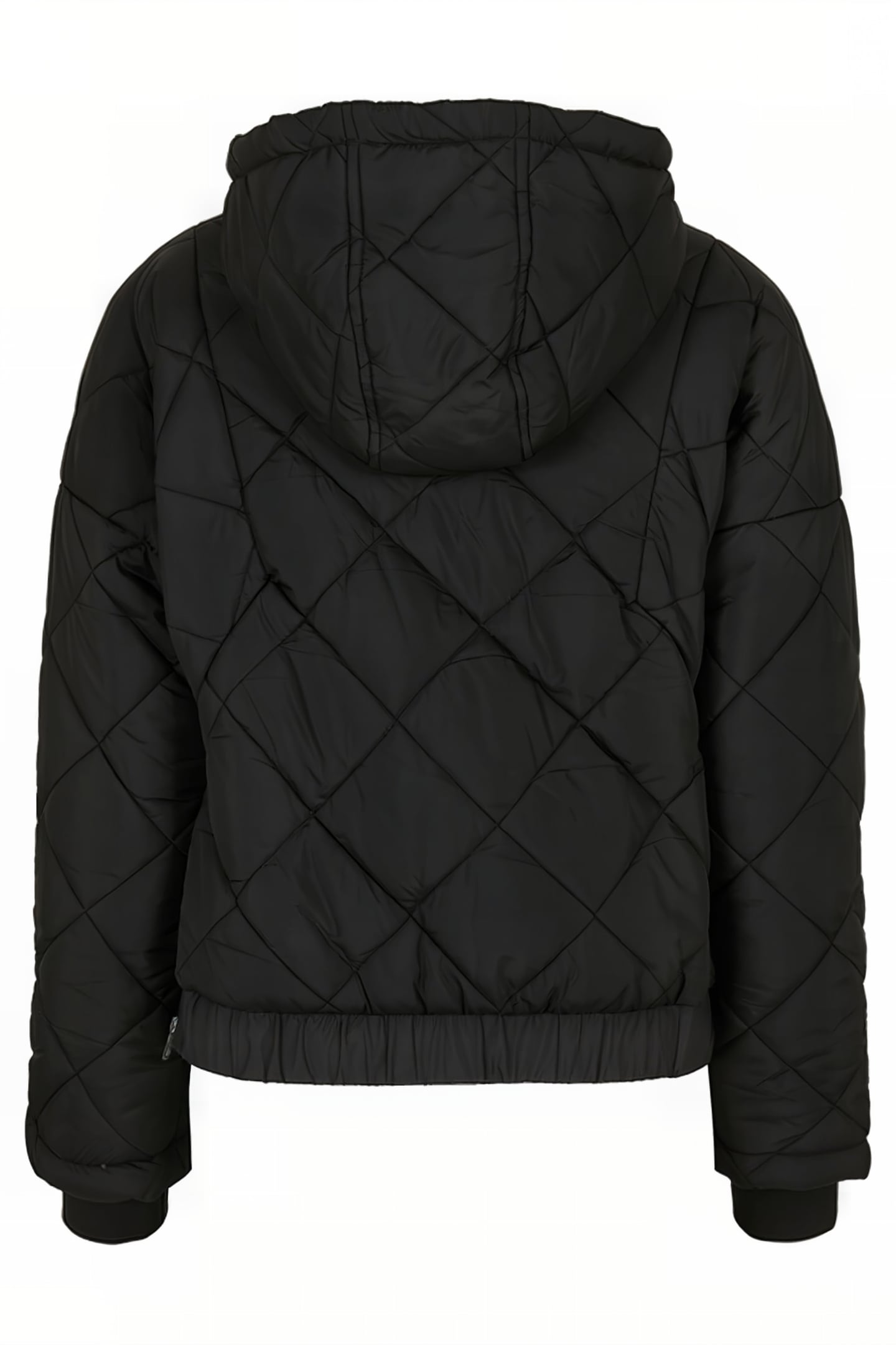 LADIES OVERSIZED DIAMOND QUILTED PULL OVER JACKET BLACK 10