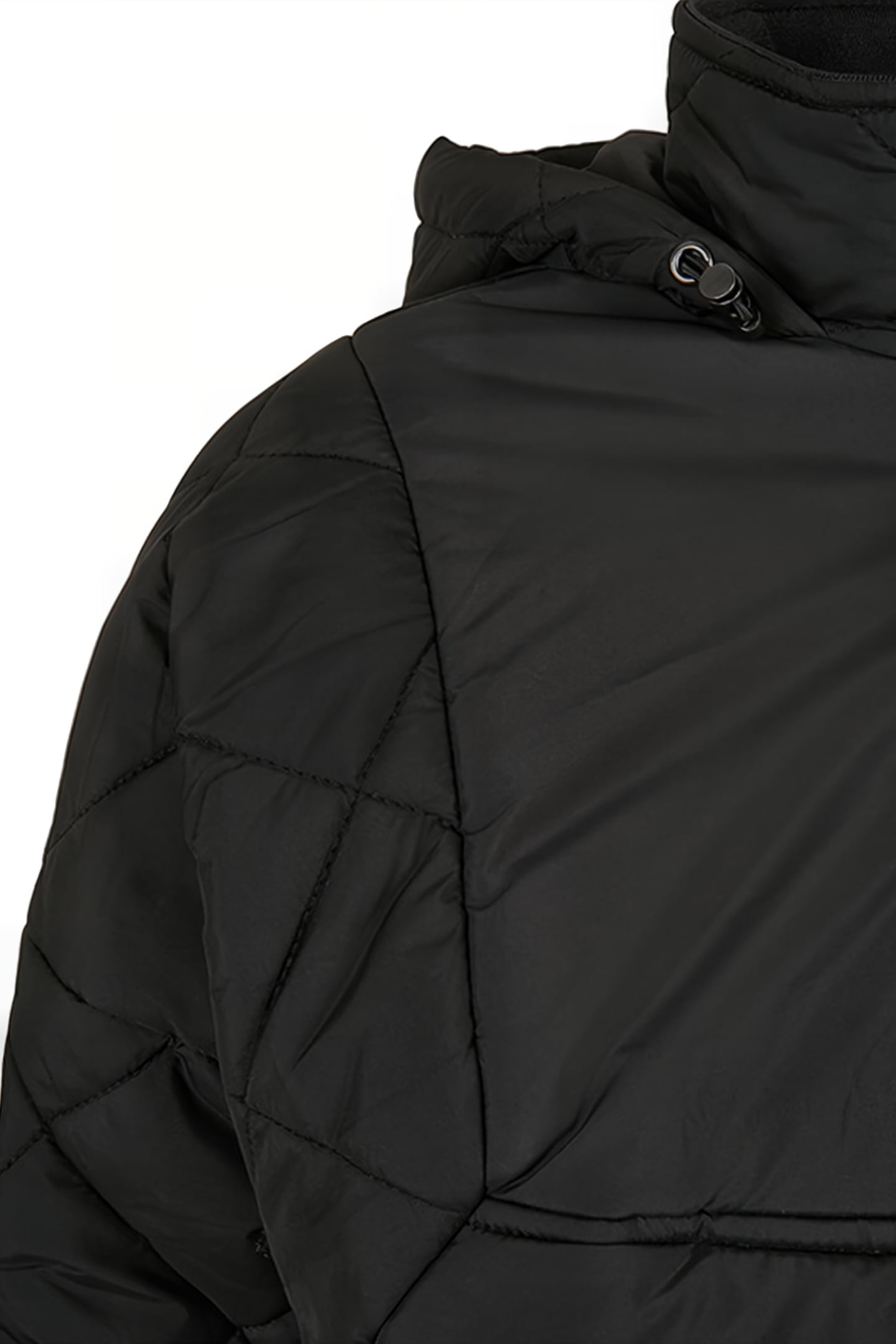 LADIES OVERSIZED DIAMOND QUILTED PULL OVER JACKET BLACK 8
