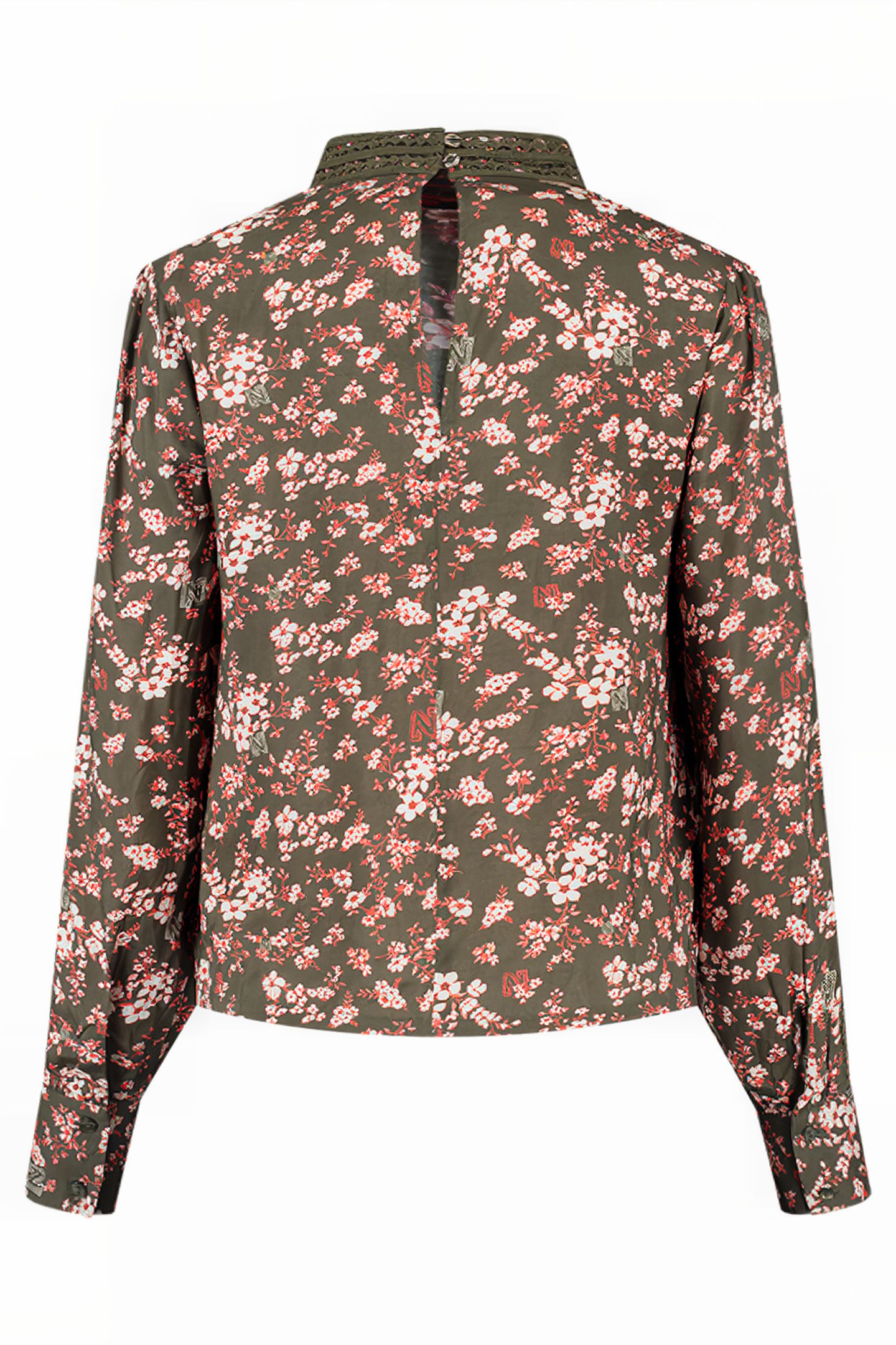 TAPE FLOWER BLOUSE ARMY 2