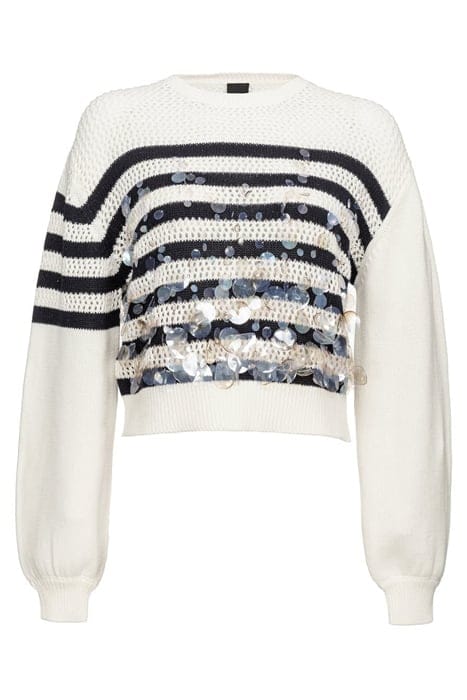CARRENO MAGLIA RETE COTONE RIG ECRU/NAVY BLUE 5