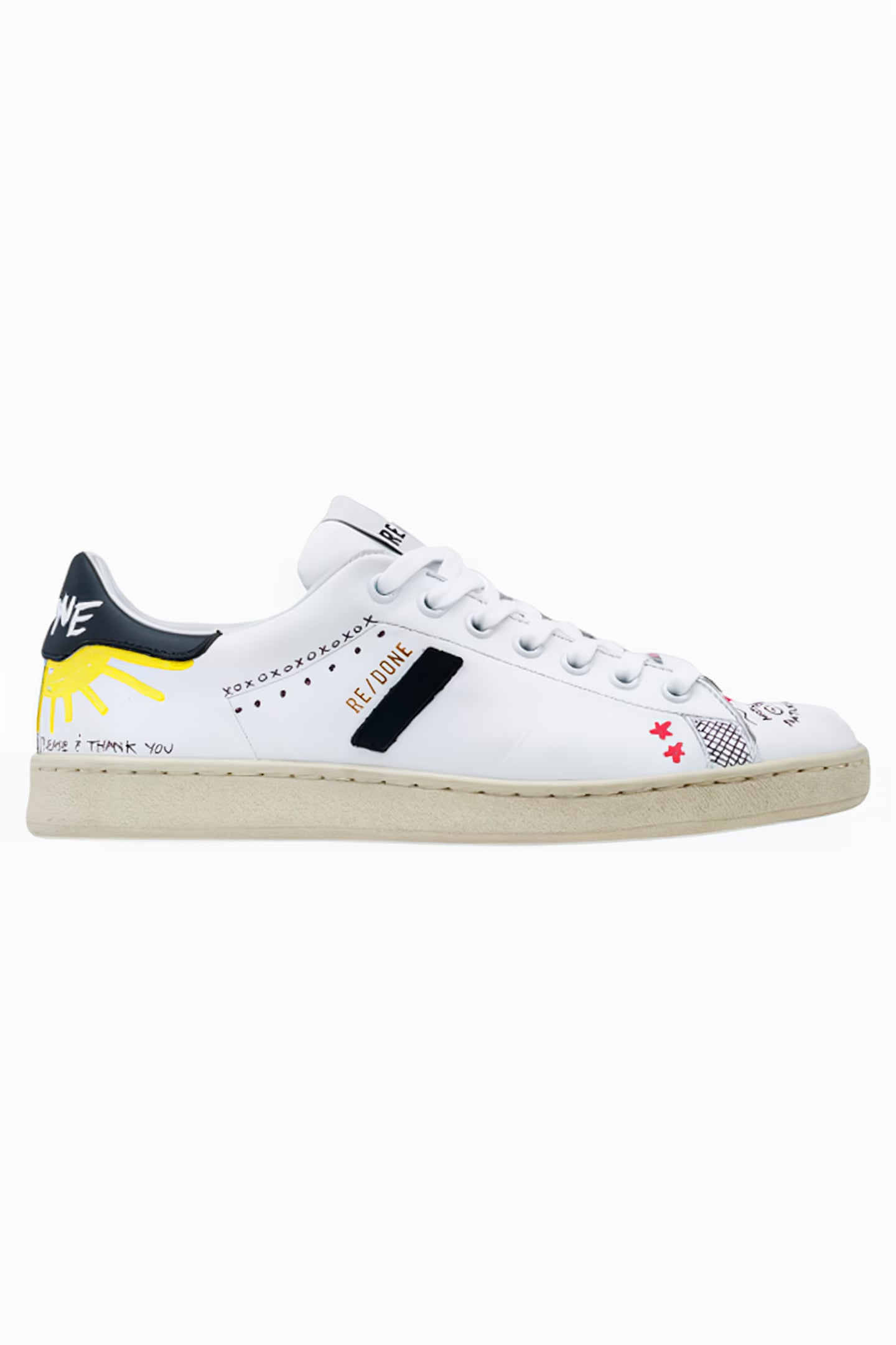 70S TENNIS SHOE DOODLE WHITE NAVY 1
