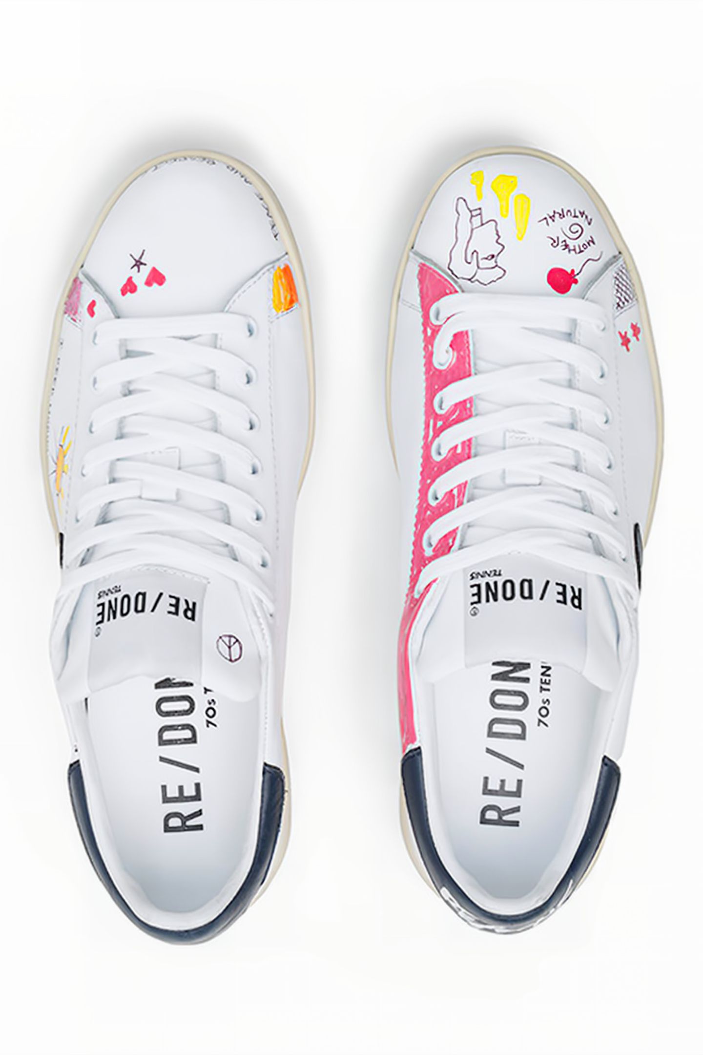 70S TENNIS SHOE DOODLE WHITE NAVY 3