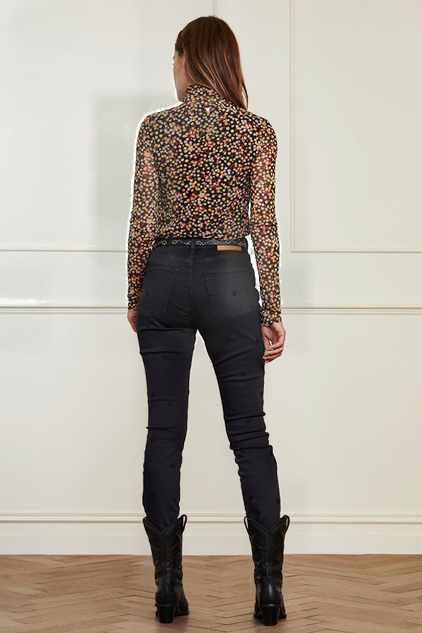 EVA SLIM EMBRO TROUSERS BLACK 2