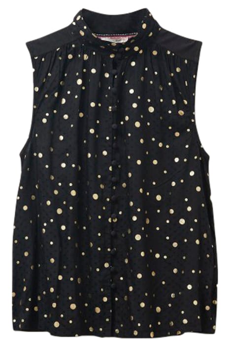 MIRRIE SLEEVELESS MIX TOP BLACK PRINT 1