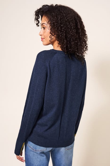 LIBBY CREW NECK CARDI DARK NAVY 3