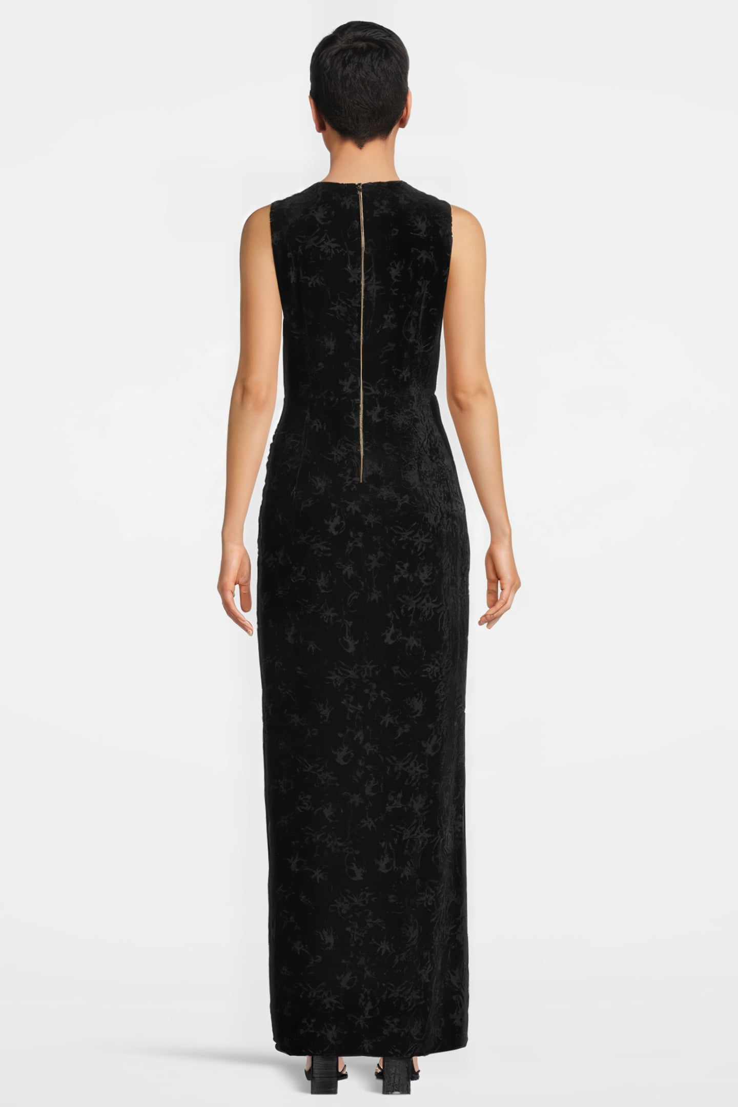 WOMEN‘S DRAPED VELVET DEVORÉE DRESS BLACK 099 2