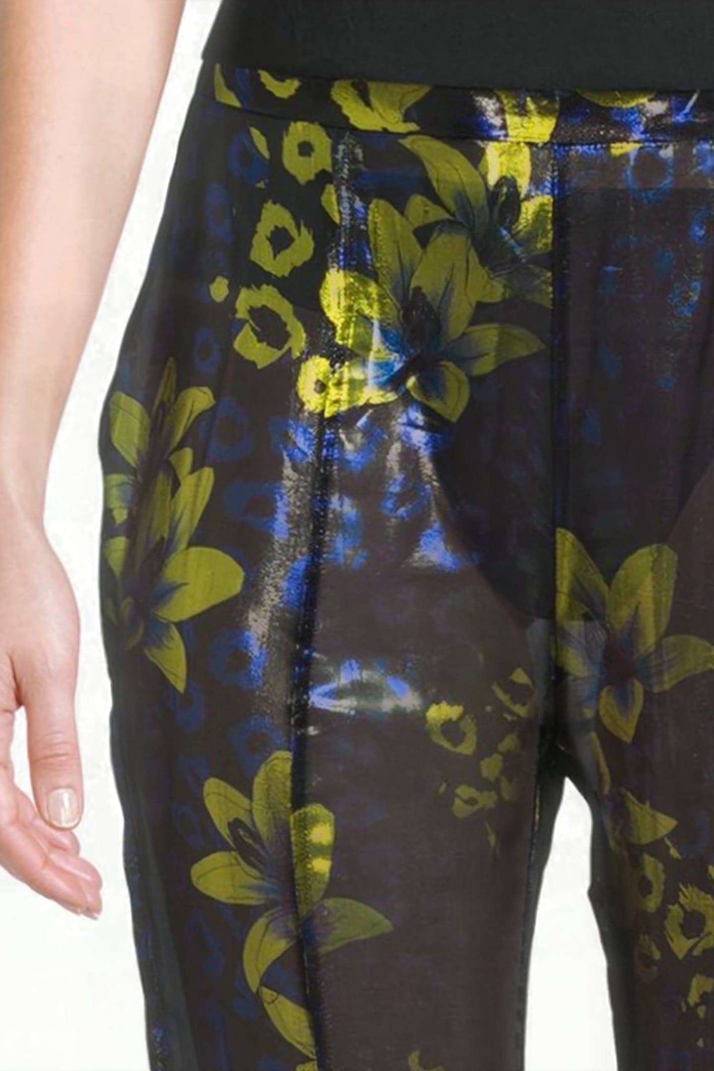 WOMEN‘S FLARED TRANSPARENT TROUSERS BLUE LILLY PRINT 4
