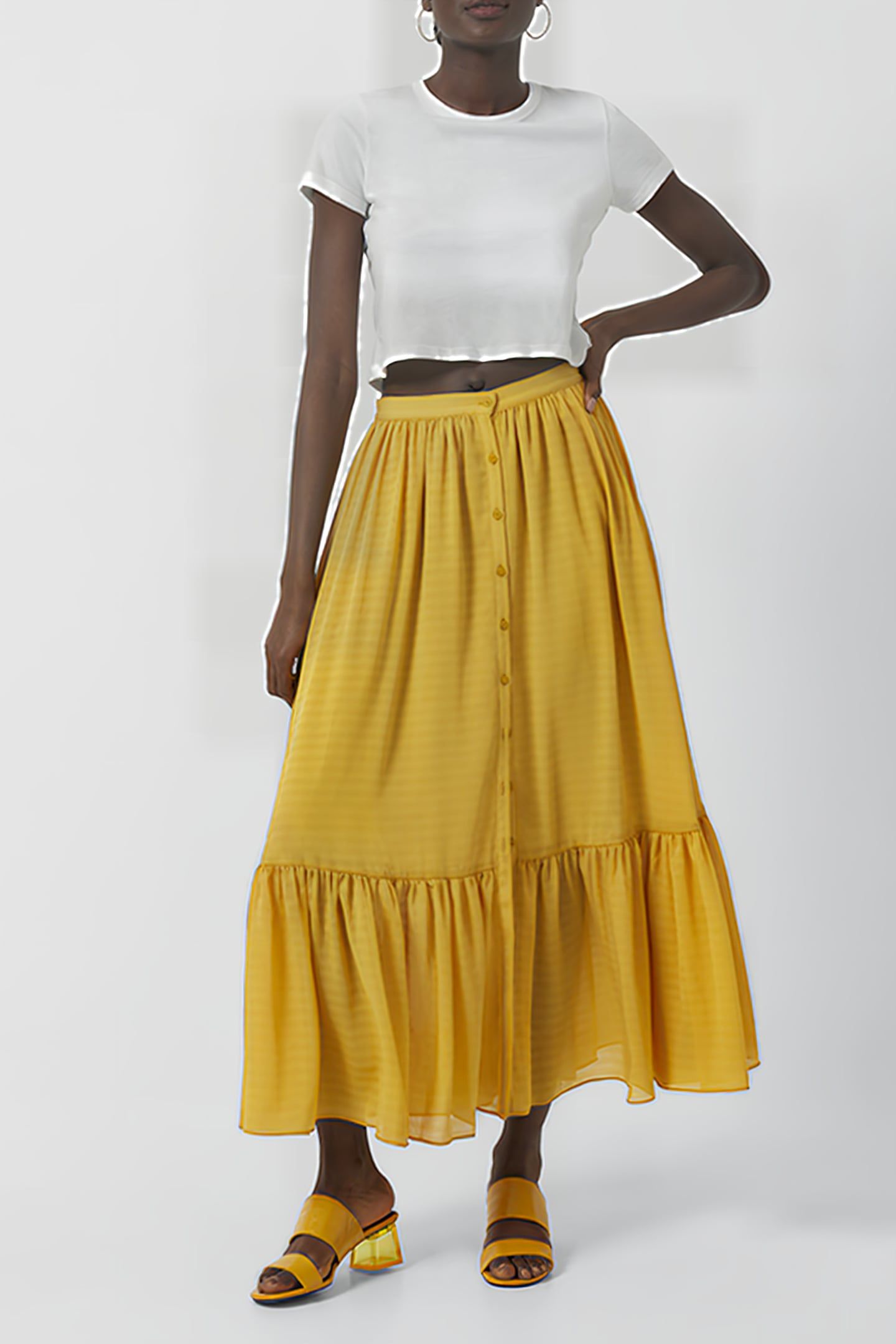 ANITTA CORA DRAP RUF HEM MI SK BRIGHT GOLD 2