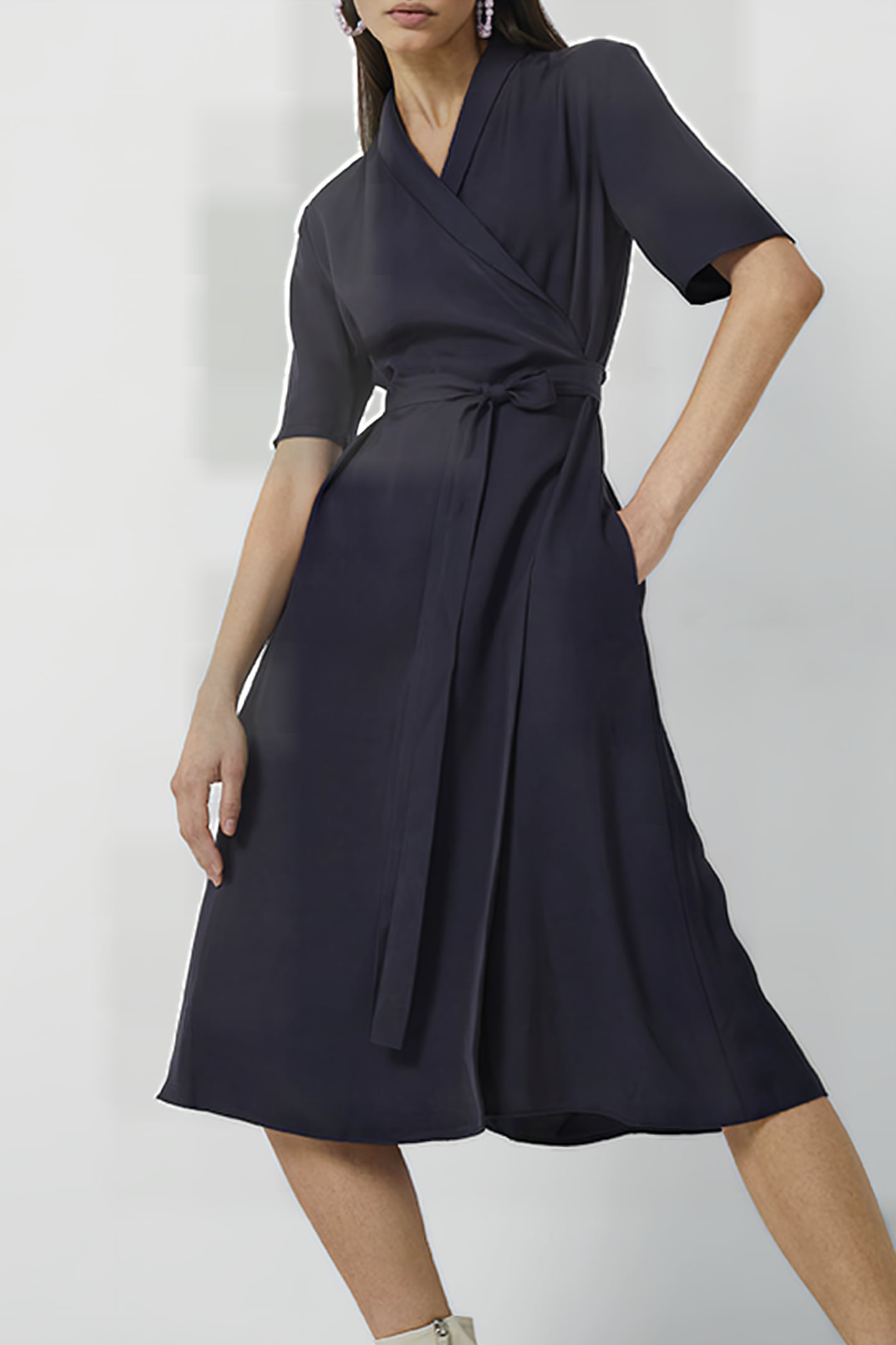 ALEENA SINNI LYOCELL WRAP DRS UTILITY BLUE 1