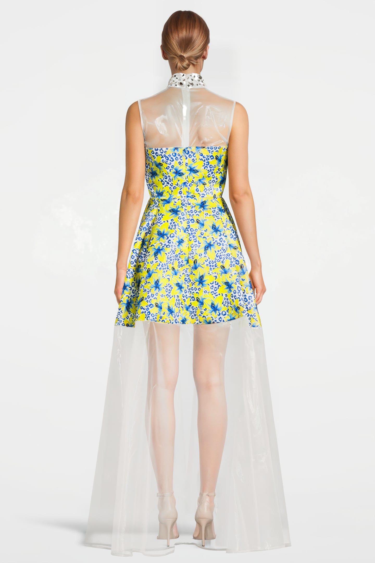 WOMEN‘S FLORAL FABRIC EVENING GOWN WHITE LILLY PRINT/ WHITE 2