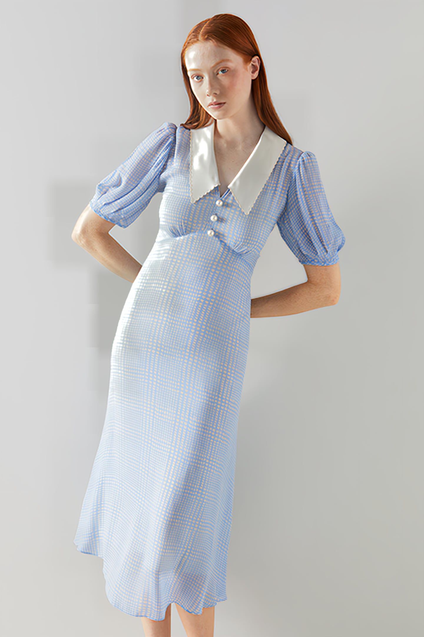BEECHAM SHIRT DRESS BLUE/CREAM 1