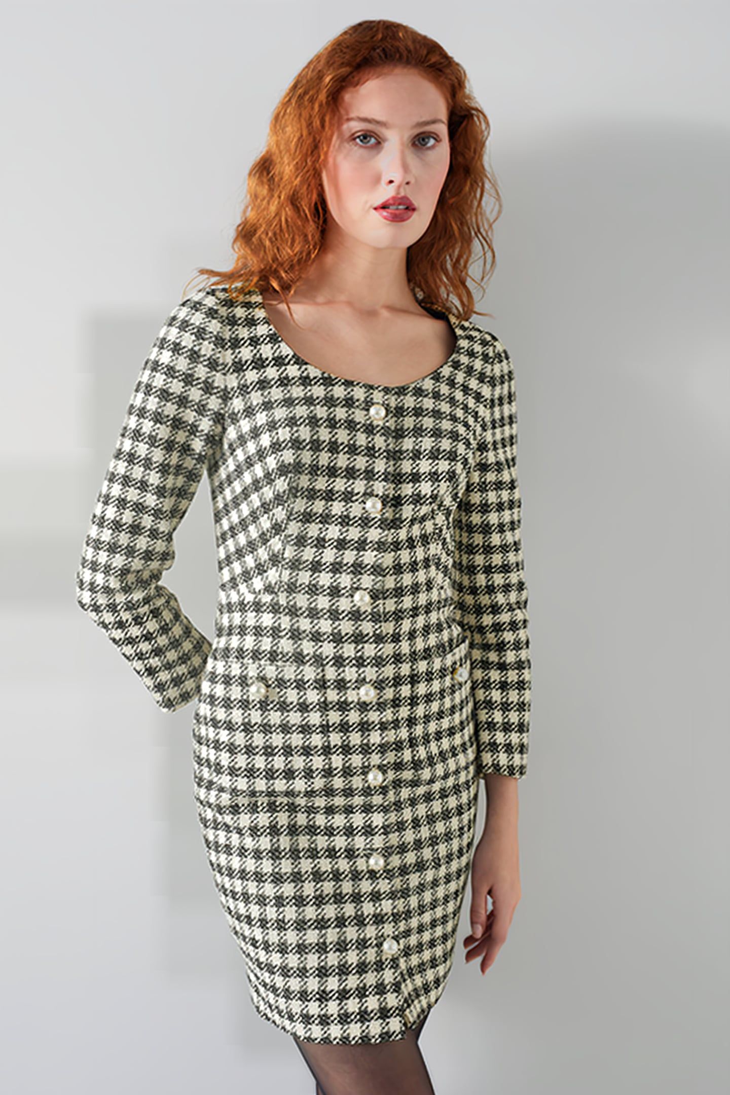 KEELER SHIRT DRESS BLACK/CREAM 1