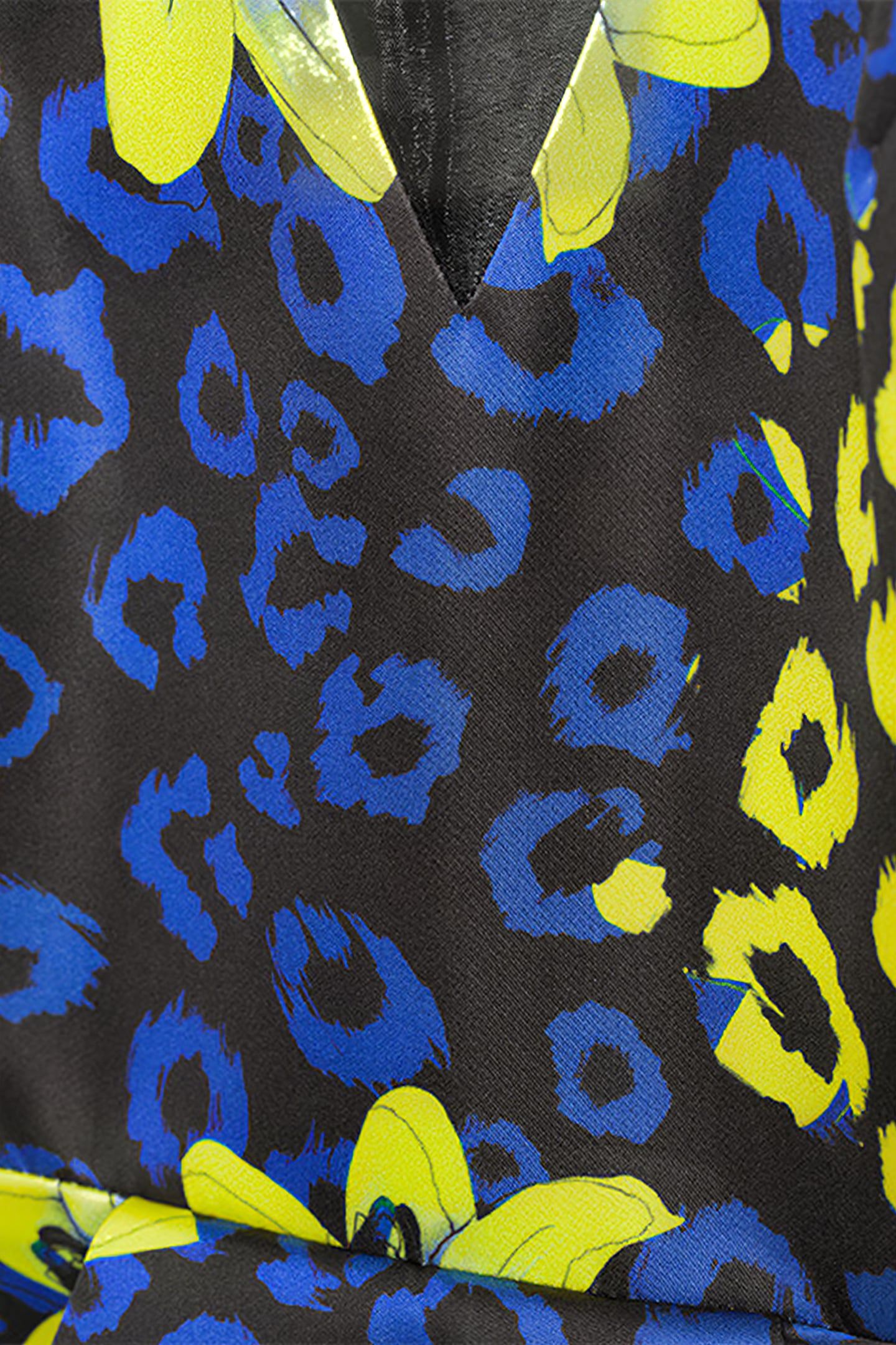 WOMEN‘S FLORAL FABRIC EVENING GOWN BLUE LILLY PRINT/ BLACK 6