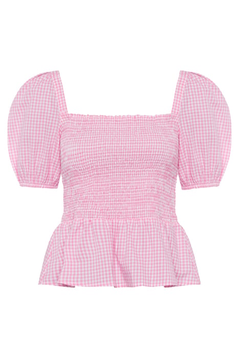 ARTINA GINGHAM SMOCKED TOP BEGONIA PINK 1
