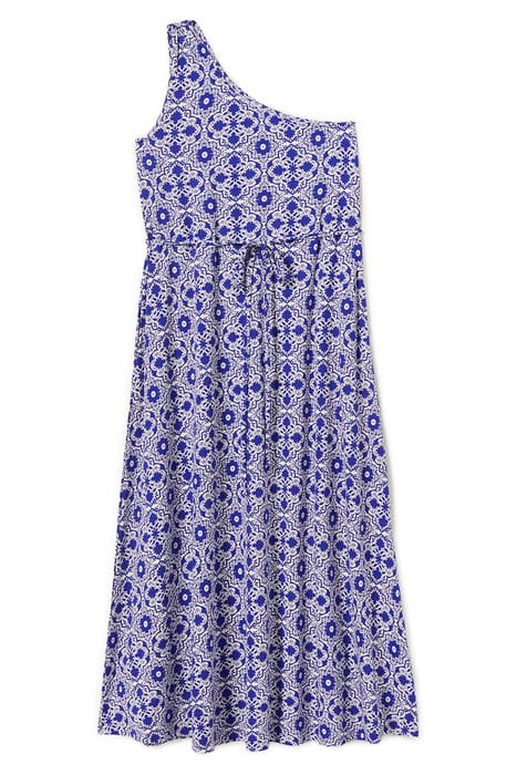 ONE SHOULDER JERSEY MIDI DRESS BLU 6