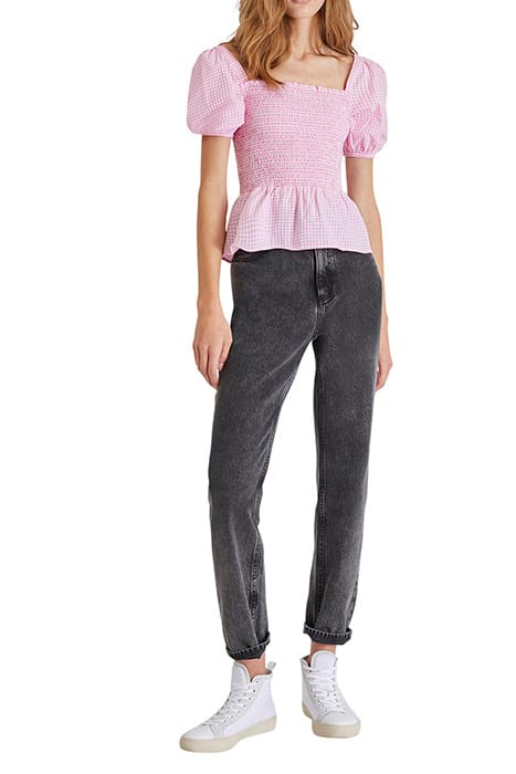 ARTINA GINGHAM SMOCKED TOP BEGONIA PINK 2