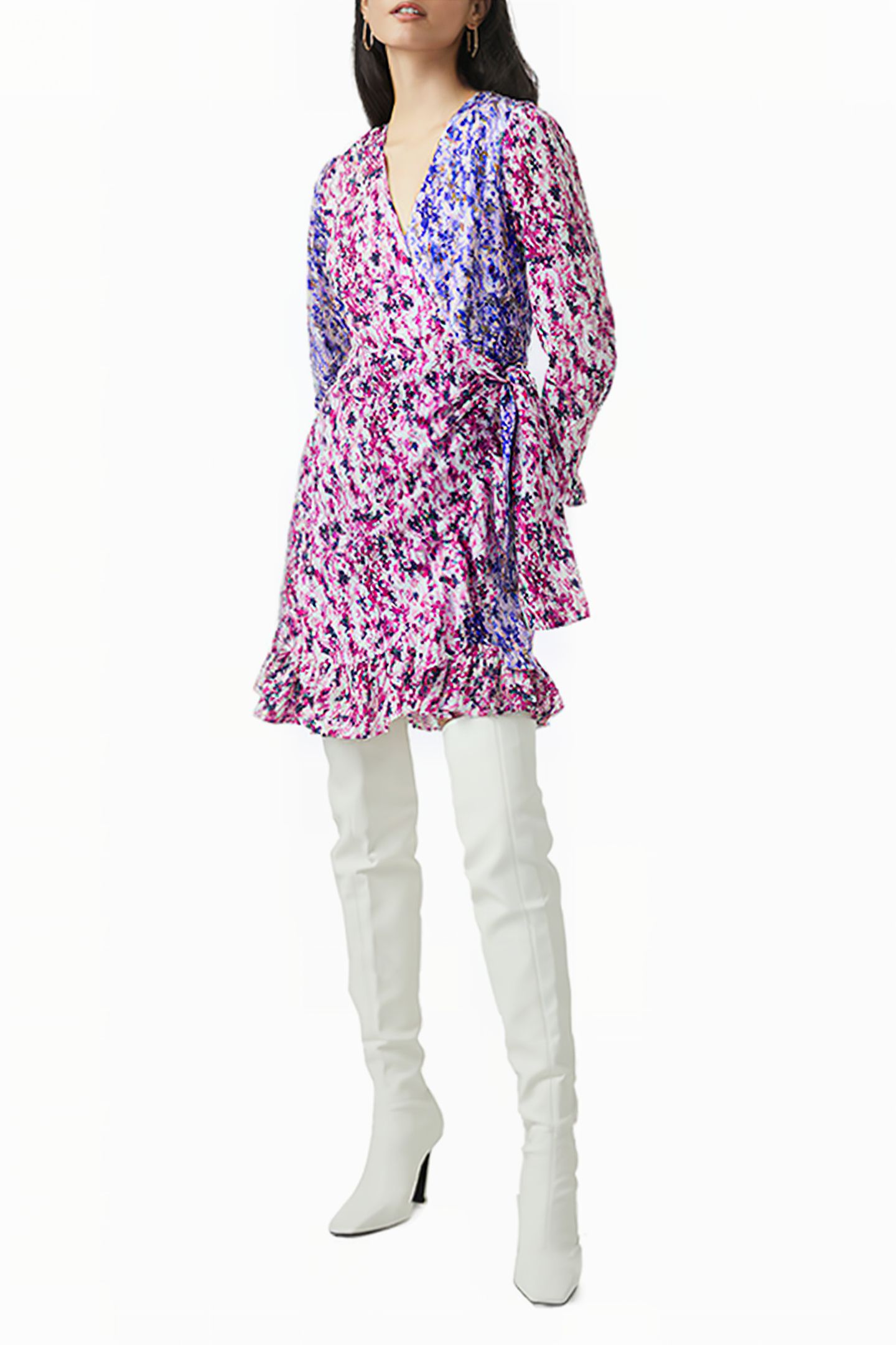 COURTNEY CREPE WRAP DRESS PURP MEAD/DAZZ BLUE 2