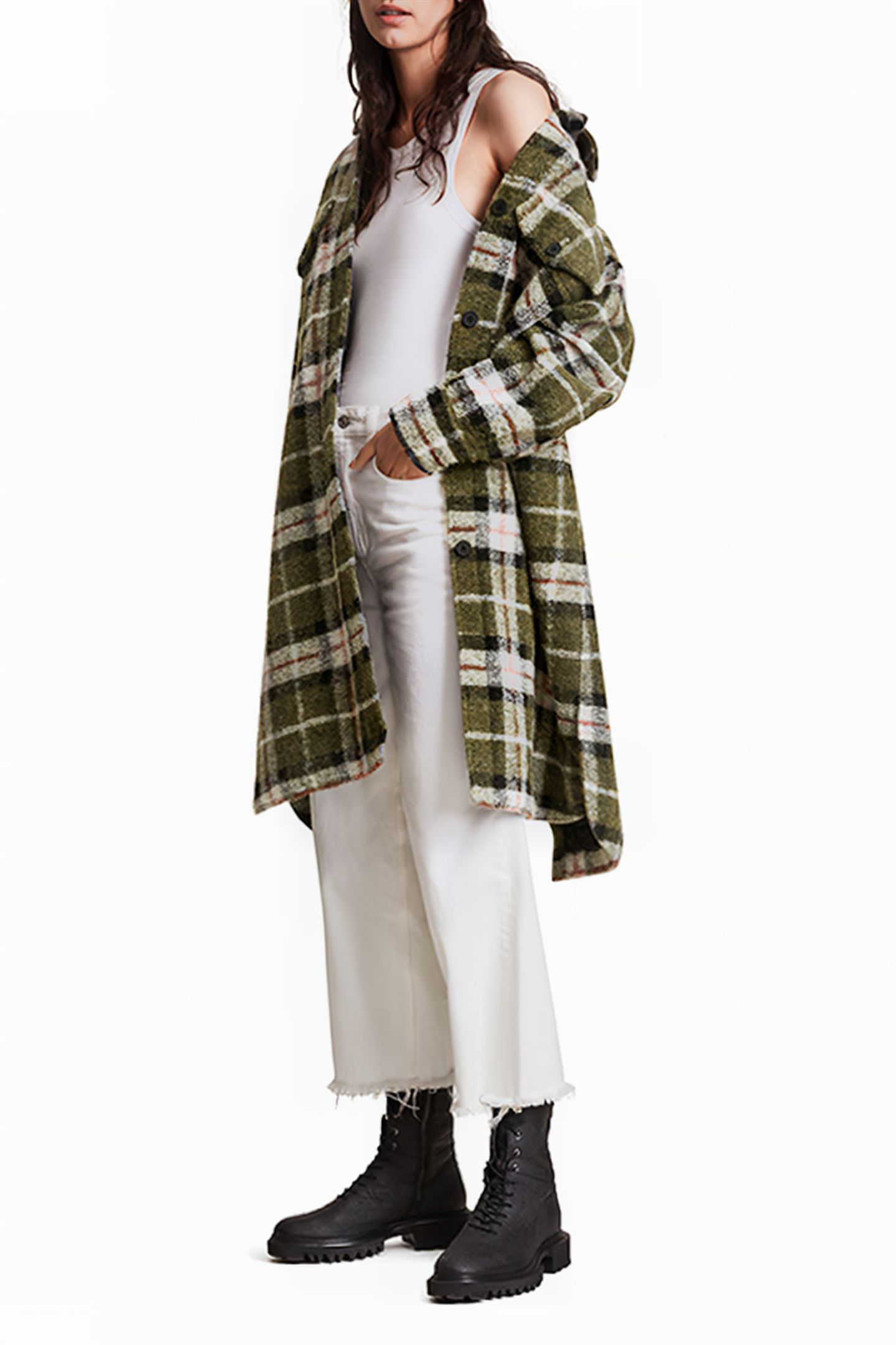 TIA CHECK COAT GREEN CHECK 5