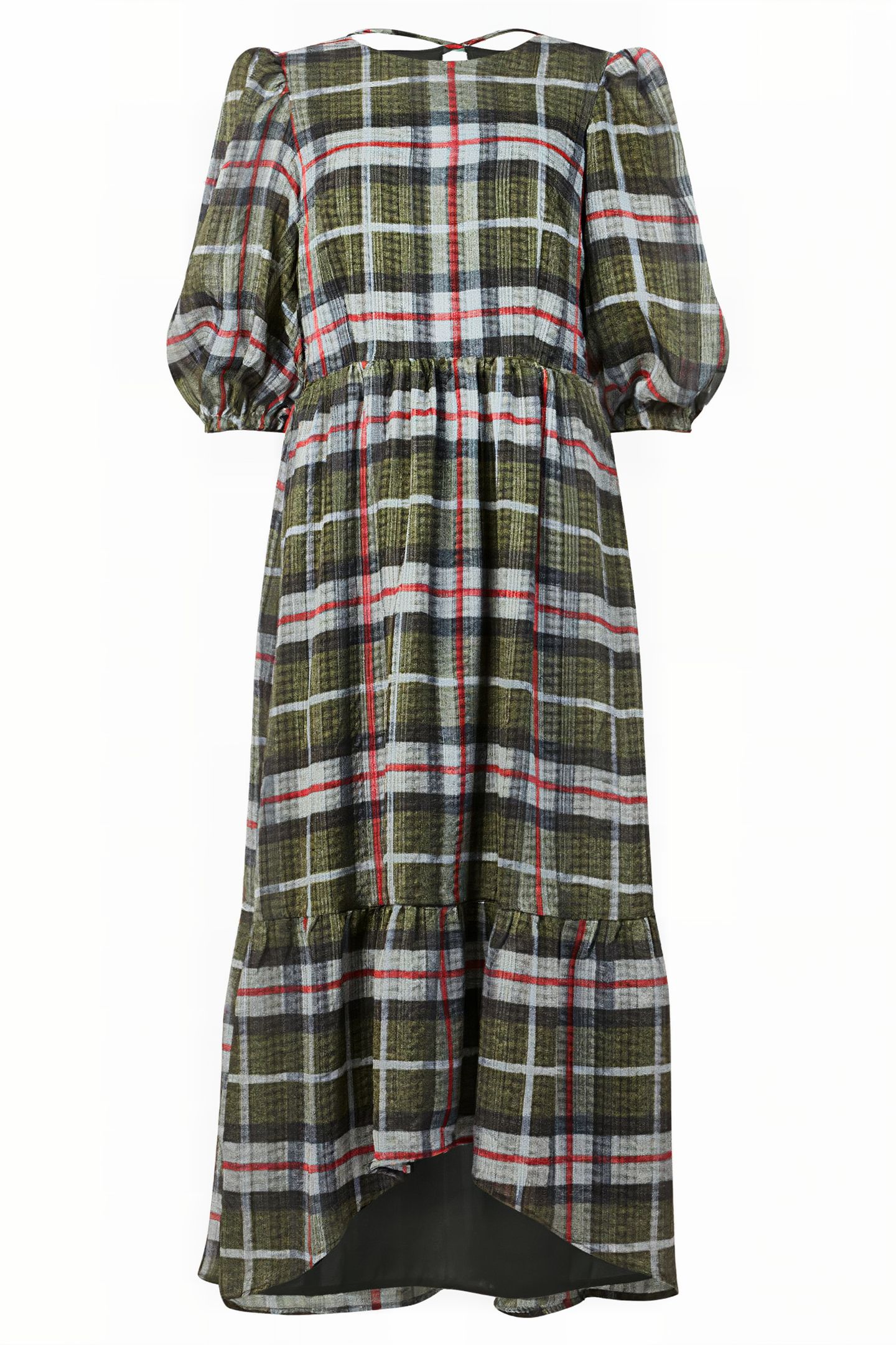 SADIE CHECK DRESS KHAKI GREEN 7
