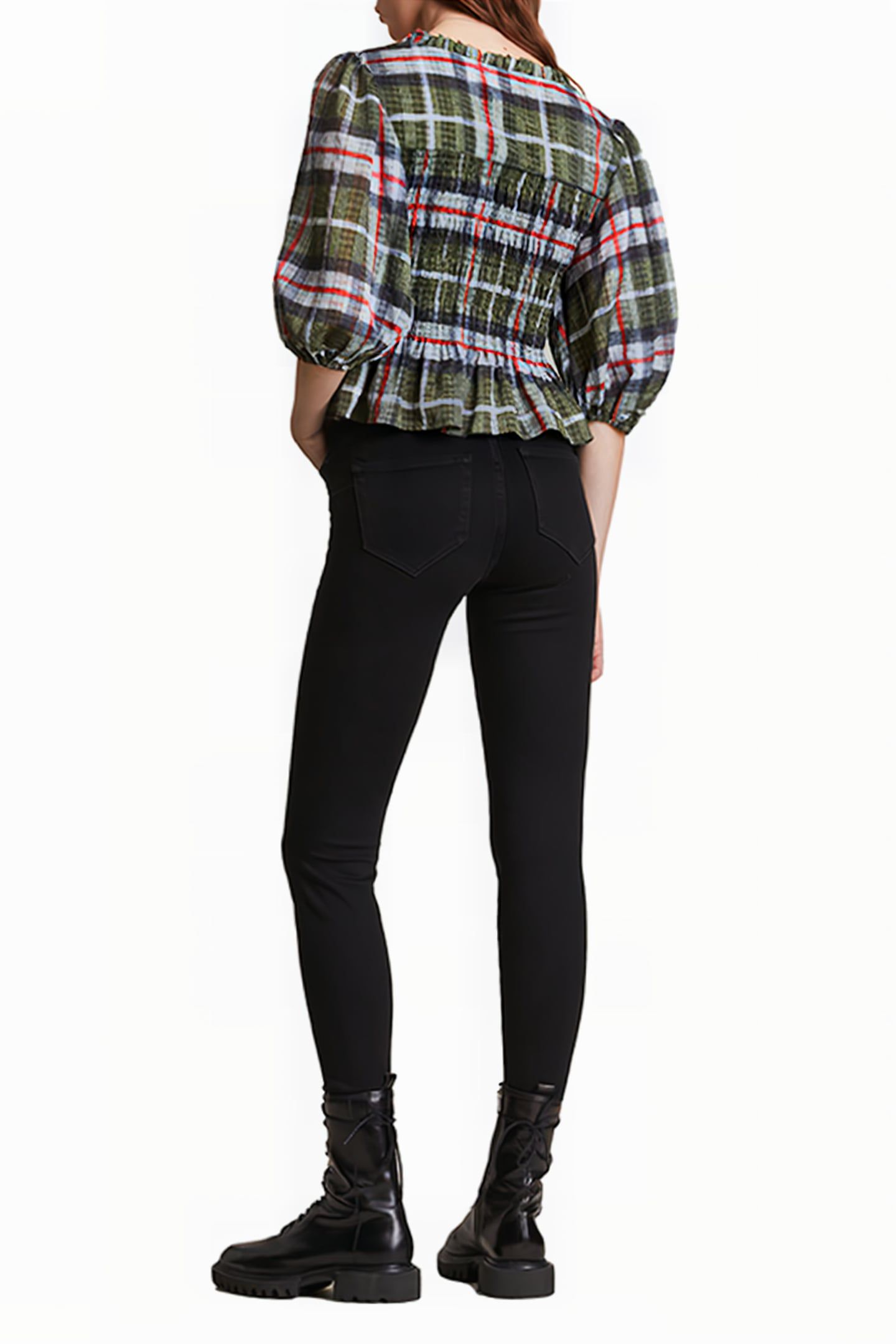 LIA CHECK TOP KHAKI GREEN 3