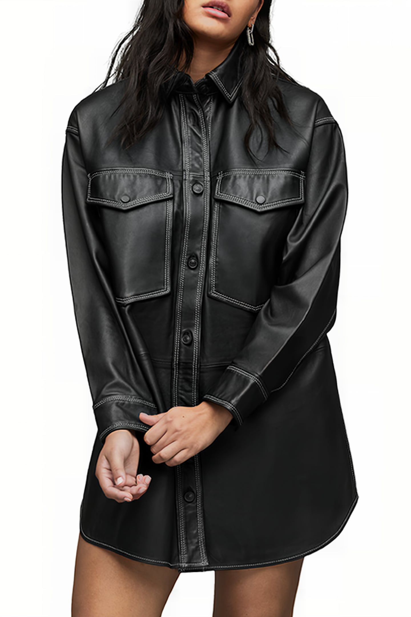 LILY LEATHER DRESS BLACK 1