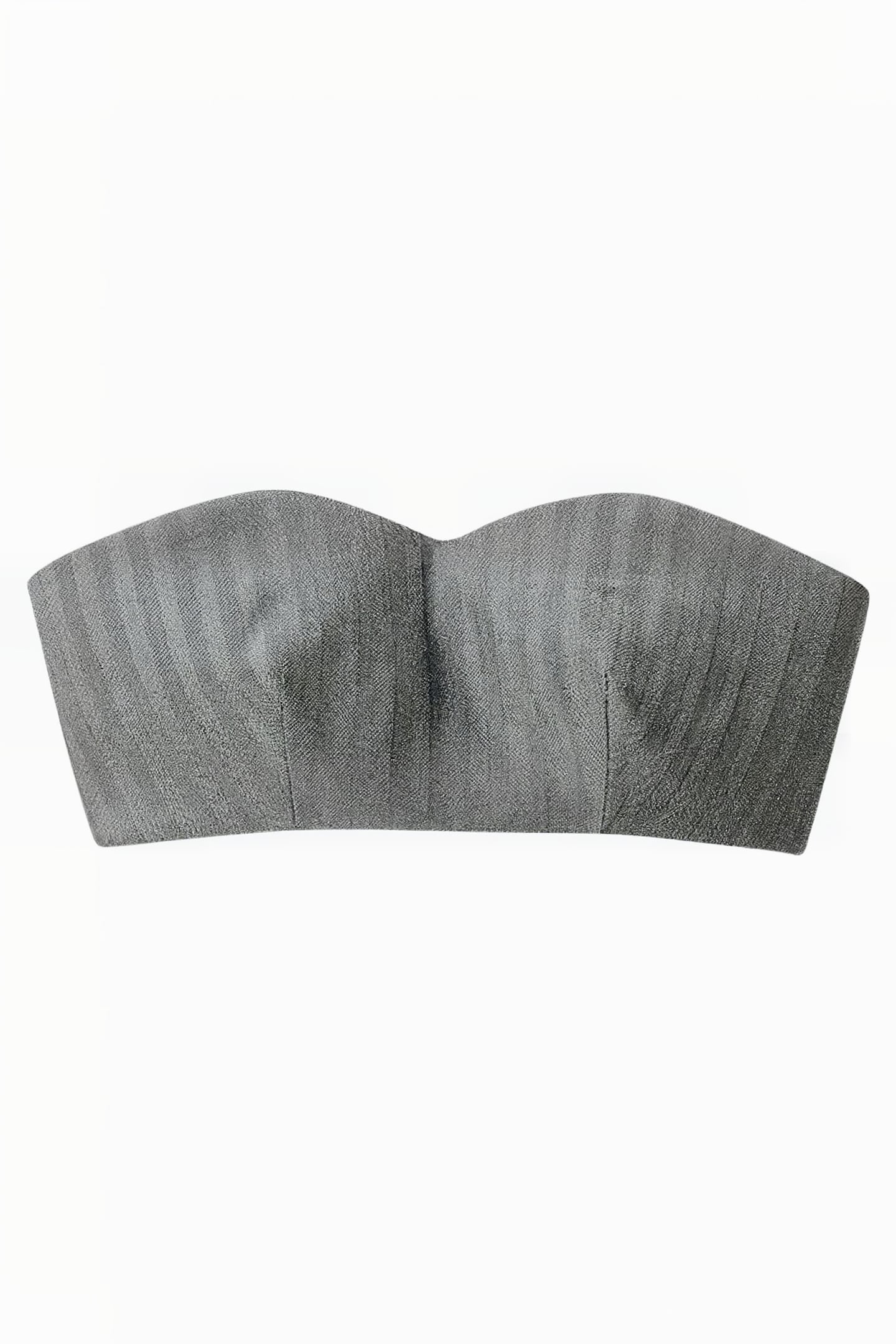 STRAPLESS BUSTIER TOP SILVER HERRINGBONE 3