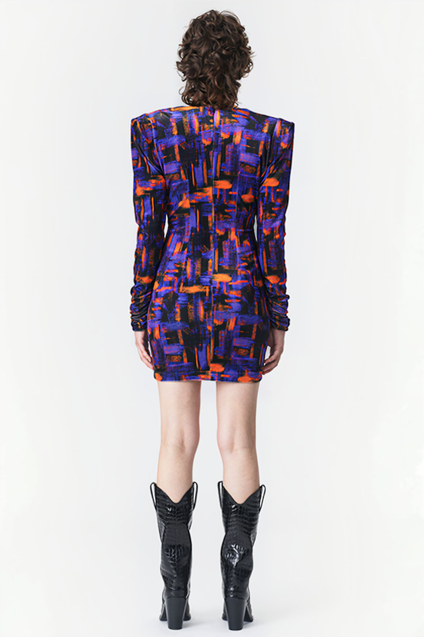 RUCHED VELVET DRESS PAINT PRINT 2