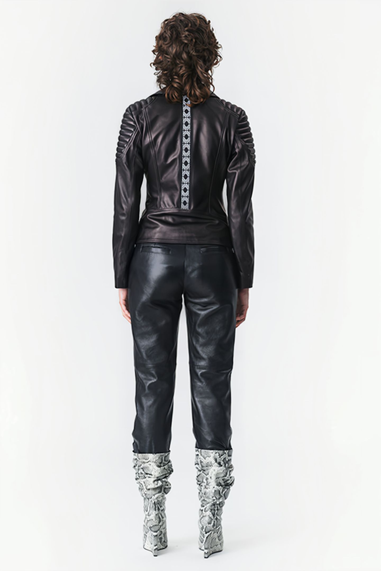 LEATHER SLIM FIT BIKER JACKET BLACK 2