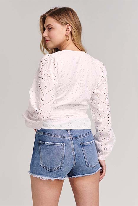 LADIES CAPRI WRAP TOP BRODERIE ANGLAISE BRIGHT WHITE 2