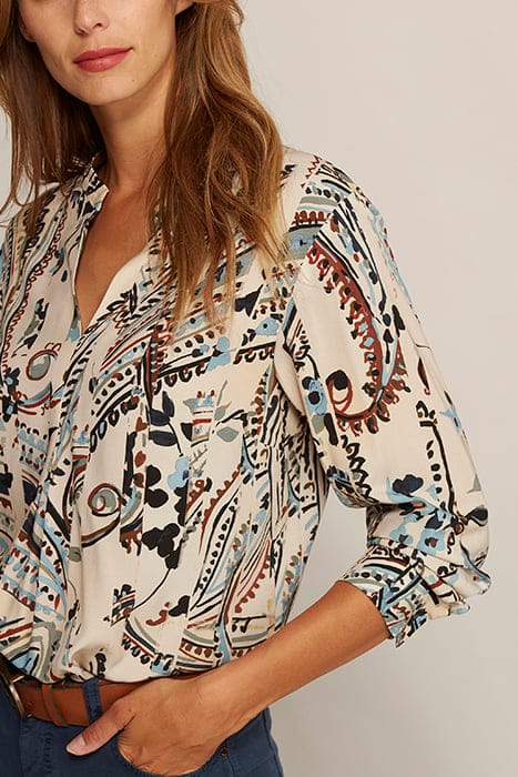 VNECK SHIRT FRONTPLEAT LS MULTI 5
