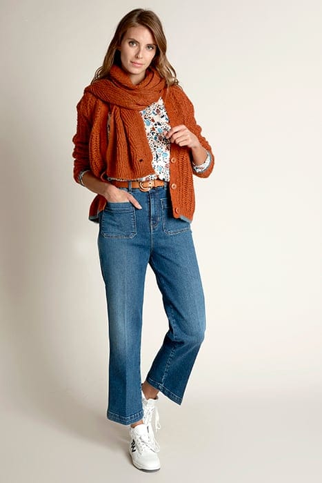 V-NECK FANCY BTN RGL CARDI LS ORANGE 4