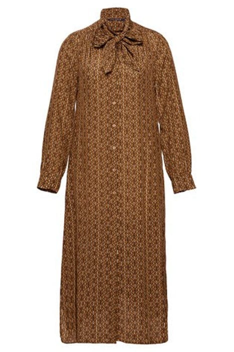 BOW COLLAR DRESS BROWN 1