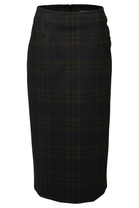 PENCIL SKIRT STUDDED PKT BROWN 1