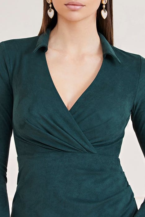 MARCIANO BY GUESS HUDSON WRAP DRESS CHENILLE GREEN 3