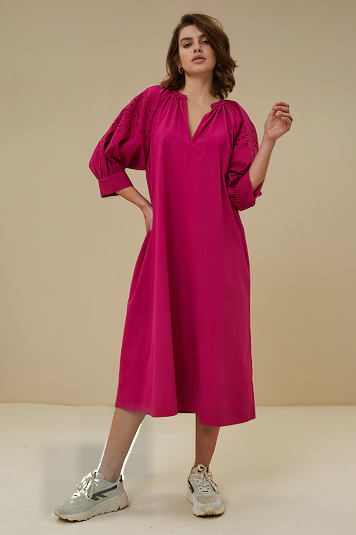 JESSIE POPLIN DRESS FUCHSIA 1