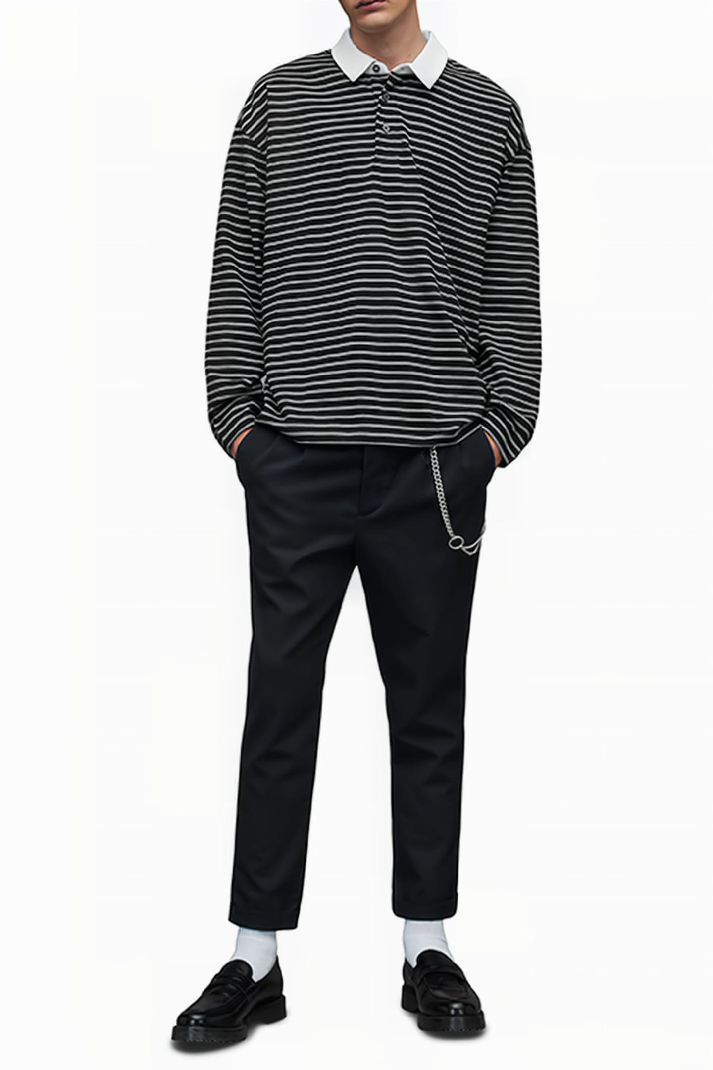 AVE LS POLO JET BLK/CHALK WHT 3