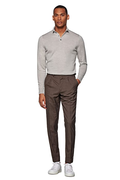 TAUPE PLEATED VIGO TROUSERS 4