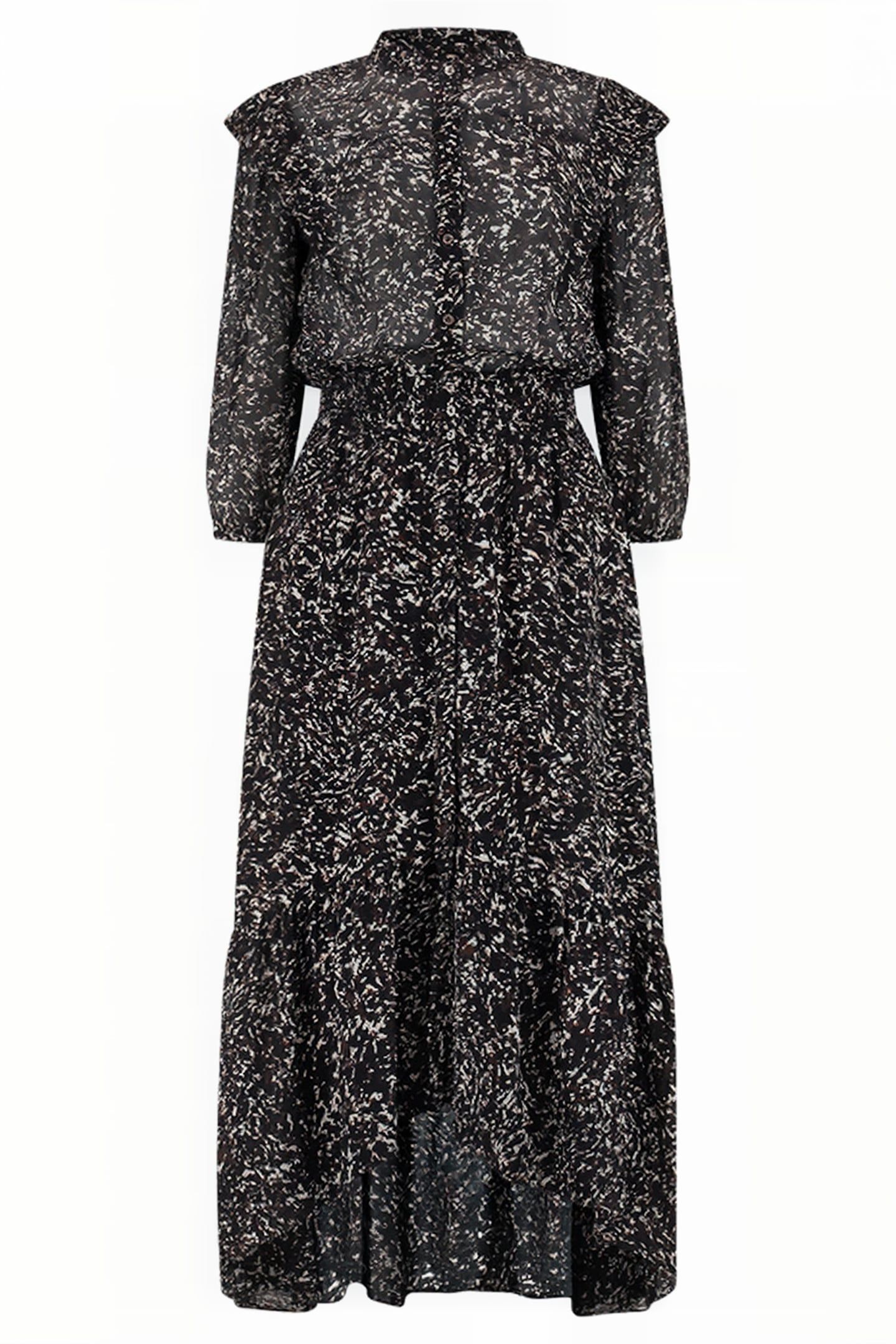 ROSIE MAXI DRESS ABSTRACT ANIMAL BLACK 1