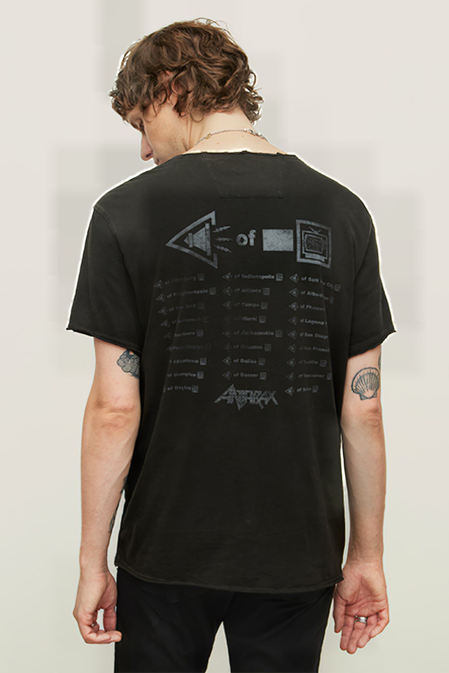 SS RAW EDGE TEE VINTAGE WASH - ANTHRAX WHITE NOISE BLACK 2