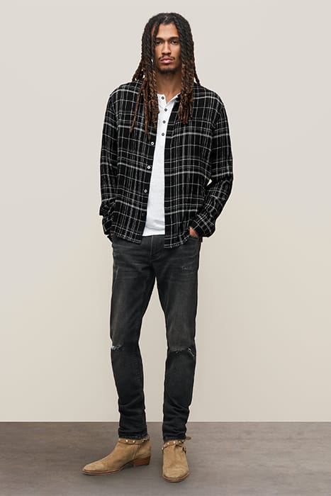 BROAD SHIRT CLASSIC FIT SHIRT WITH BAND COLLAR & S BLACK 3