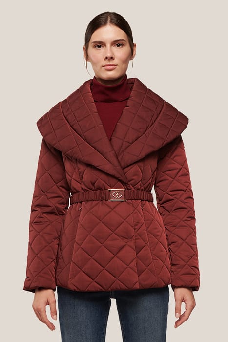 SHAWL NECK SHORT DOWN JACKET RED 2