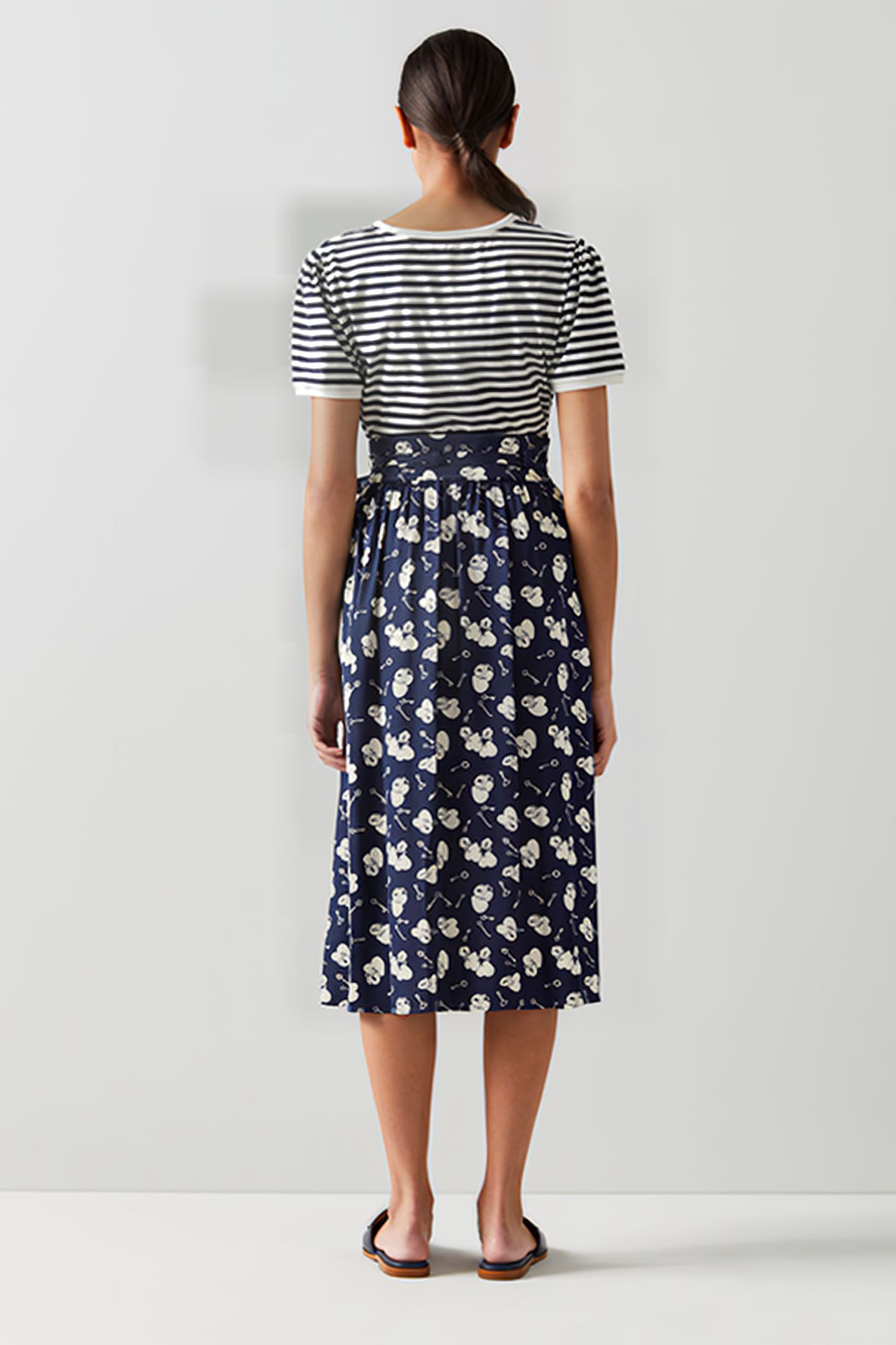 VALERIE MIDI SKIRT NAVY/CREAM 3